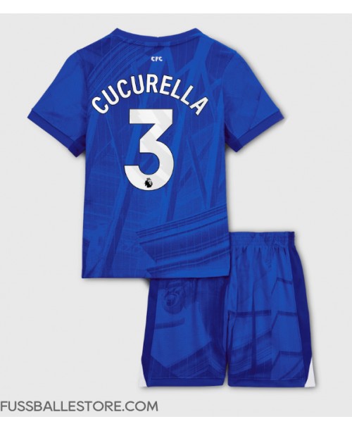 Günstige Chelsea Marc Cucurella #3 Heimtrikotsatz Kinder 2025-26 Kurzarm (+ Kurze Hosen)